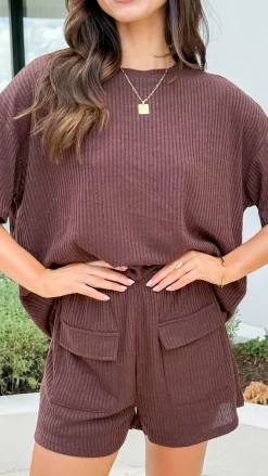 Selma Top and Shorts Set - Chocolate