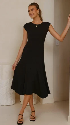 Seona Knit Midi Dress - Black