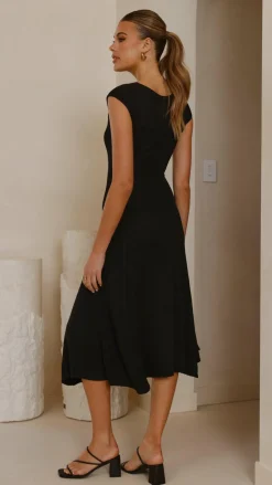 Seona Knit Midi Dress - Black