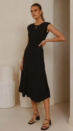 Seona Knit Midi Dress - Black