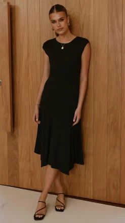 Seona Knit Midi Dress - Black