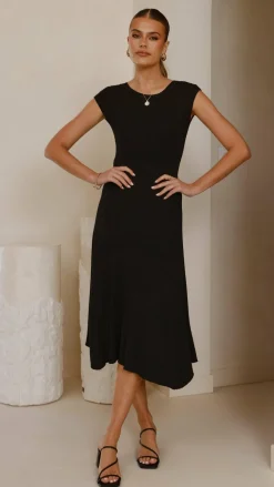 Seona Knit Midi Dress - Black