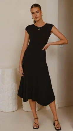 Seona Knit Midi Dress - Black
