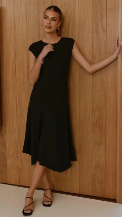 Seona Knit Midi Dress - Black