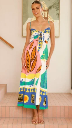 Shahar Maxi Dress - Green Print