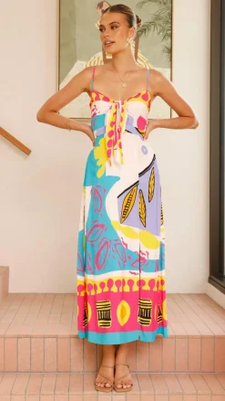 Shahar Maxi Dress - Pink Print