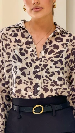 Shanise Button Up Shirt - Leopard Print