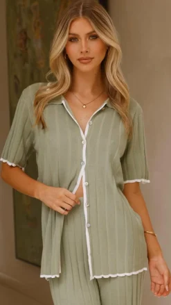Shaylie Button Up Shirt - Sage