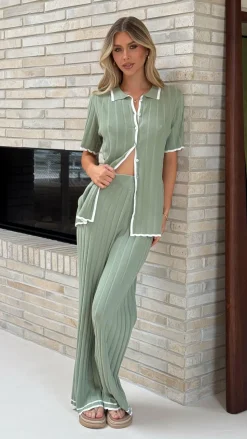 Shaylie Button Up Shirt - Sage