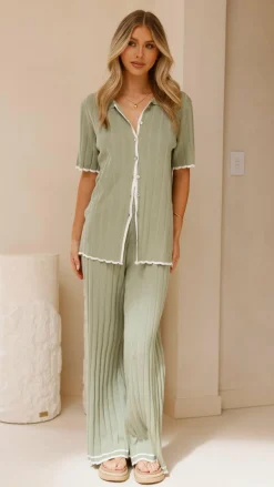 Shaylie Button Up Shirt - Sage