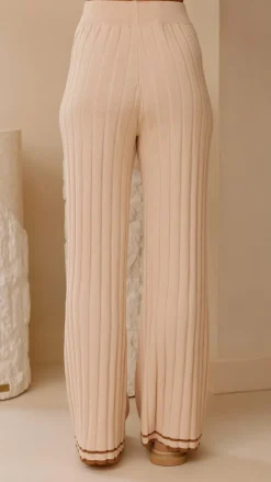 Shaylie Wide Leg Pants - Beige