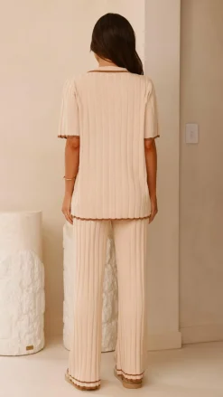 Shaylie Wide Leg Pants - Beige