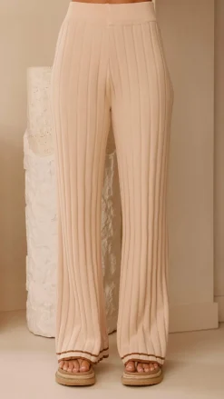 Shaylie Wide Leg Pants - Beige