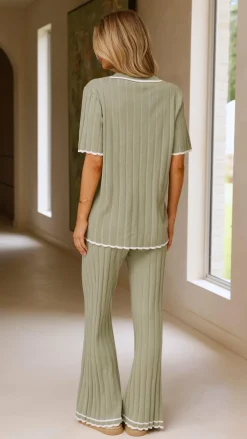 Shaylie Wide Leg Pants - Sage