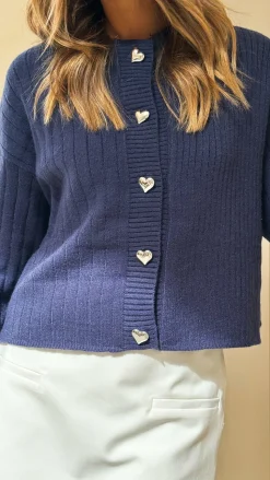 Shayna Heart Cardigan - Navy