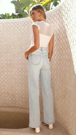 Sofia Sheer Stripe Knit Top - White