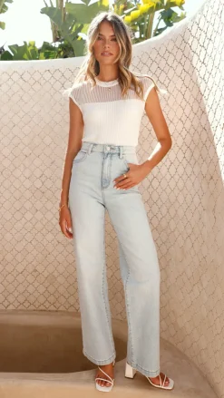 Sofia Sheer Stripe Knit Top - White