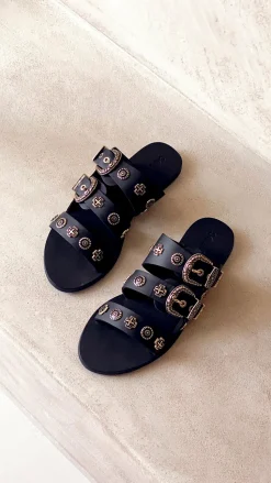 Sol Sana Eastwood Slide - Black/Gold