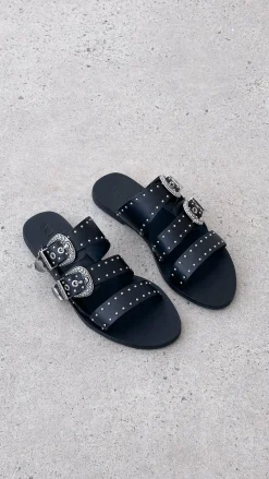 Sol Sana Eastwood Stud Slide - Black / Silver
