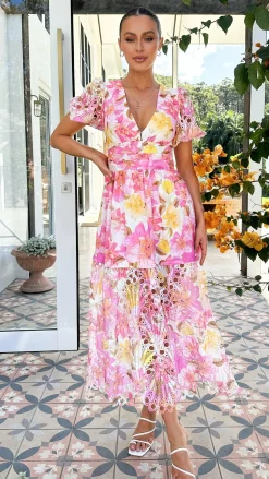 Solana Midi Dress - Pink Floral