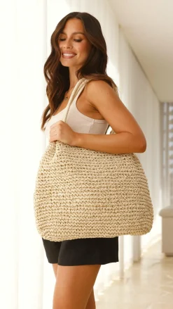 Solana Summer Tote Bag - Beige Straw