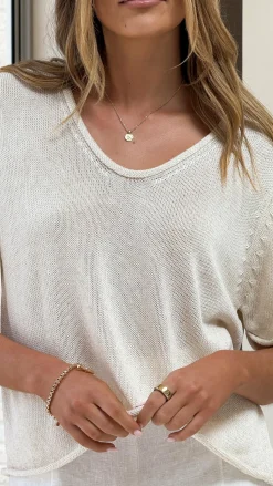 Spring Scoop Neck Tee - Natural