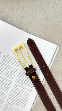 Stacey Belt - Chocolate / Gold