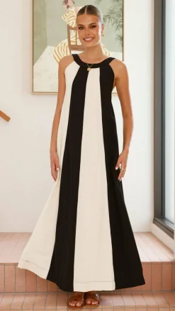Talaith Maxi Dress - Black / Cream