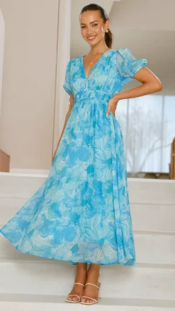 Talma Maxi Dress - Blue Floral