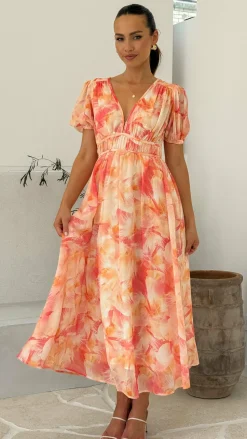 Talma Maxi Dress - Orange Floral