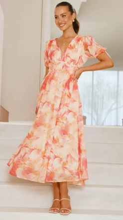 Talma Maxi Dress - Orange Floral