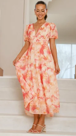 Talma Maxi Dress - Orange Floral