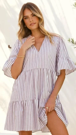 Tarnie Mini Dress - Brown Stripe