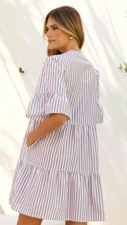 Tarnie Mini Dress - Brown Stripe