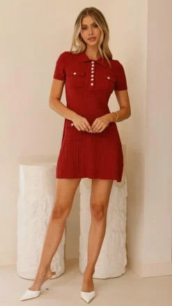 Taylah Collared Mini Dress - Maroon