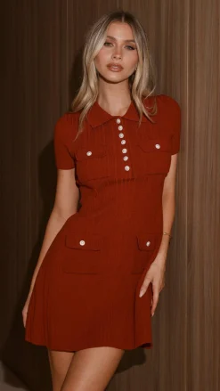 Taylah Collared Mini Dress - Maroon