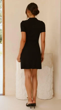 Taylah Collared Mini Dress - Black