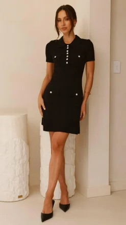 Taylah Collared Mini Dress - Black