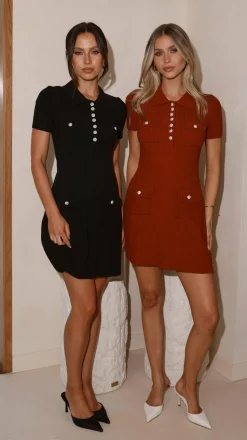 Taylah Collared Mini Dress - Black