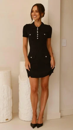 Taylah Collared Mini Dress - Black