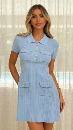 Taylah Collared Mini Dress - Blue