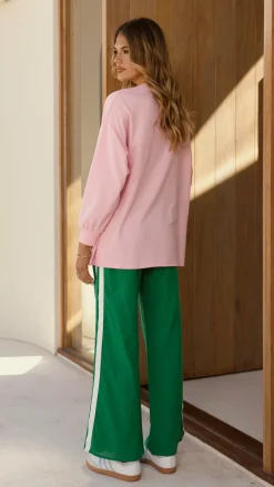 Tequila and Tacos Long Sleeve Top and Pants Set - Pink / Green