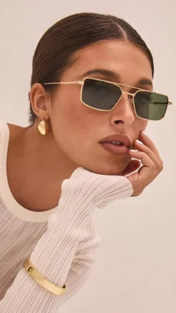 The Barbara Sunglasses - Light Green / Gold