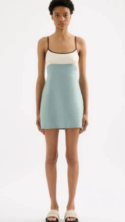 Thilda Linen Mini Dress - Capri Splice