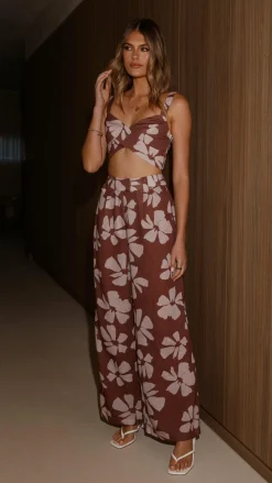 Toni Pants - Brown Daylillies