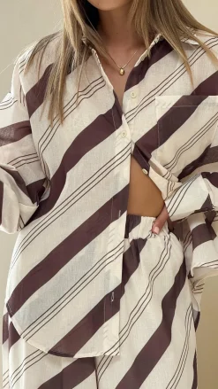 Torrey Button Up Long Sleeve Shirt - Cream/Cacao