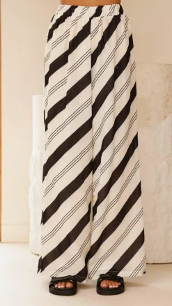 Torrey Wide Leg Pants - Black/Cream