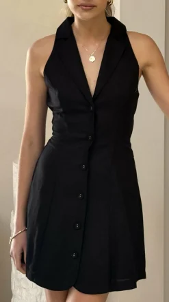 Trixie Button Down Mini Dress - Black