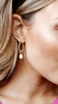 Twist Pearl Drop Earrings - Gold/Pearl