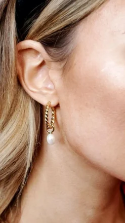 Twist Pearl Drop Earrings - Gold/Pearl